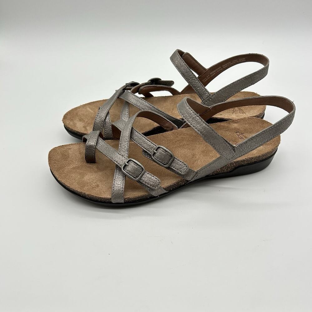 Dansko Roslyn antique silver metallic Leather Strappy Sandals Womens 41 11/11.5